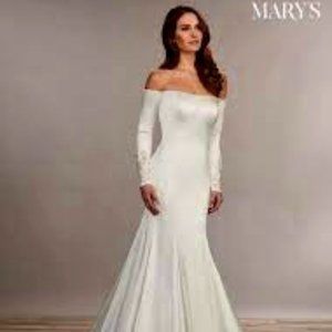 Mary's Wedding Gown #MB3072 Long Sleeve Ivory Sz 14 NWT